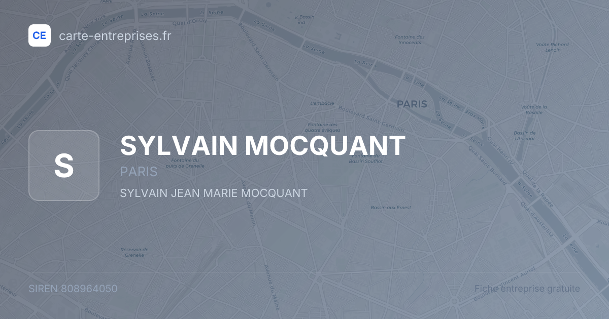 SYLVAIN MOCQUANT — 808964050 — fiche entreprise