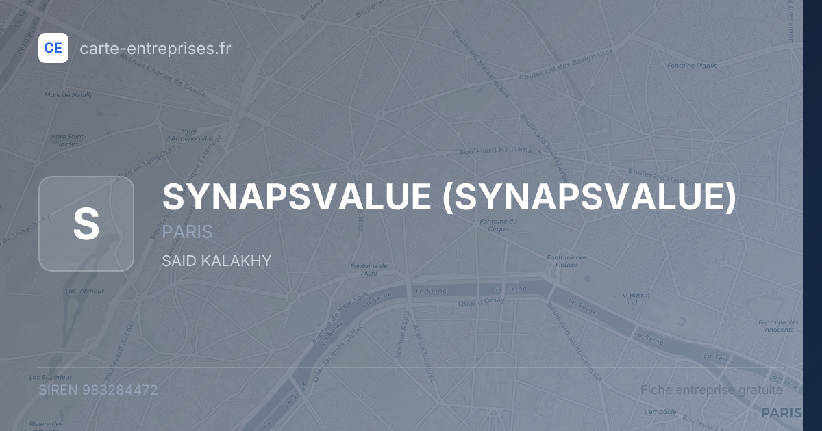 SYNAPSVALUE — 983284472 — fiche entreprise