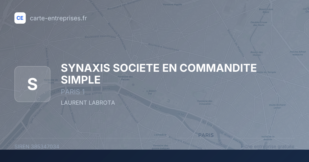SYNAXIS SOCIETE EN COMMANDITE SIMPLE — 385347034 — fiche entreprise