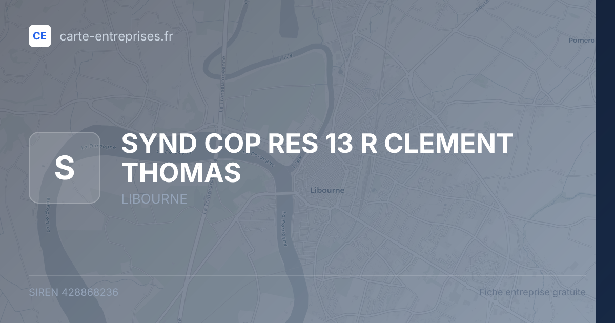 SYND COP RES 13 R CLEMENT THOMAS — 428868236 — fiche entreprise