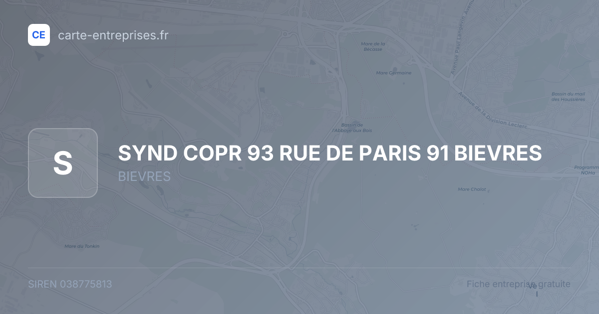 SYND COPR 93 RUE DE PARIS 91 BIEVRES — 038775813 — fiche entreprise
