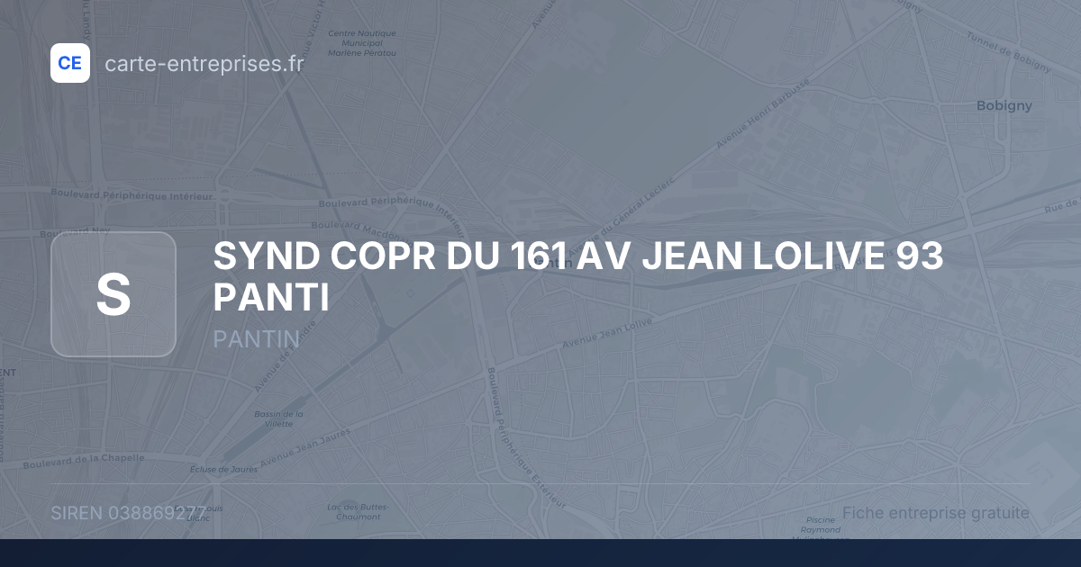 SYND COPR DU 161 AV JEAN LOLIVE 93 PANTI — 038869277 — fiche entreprise