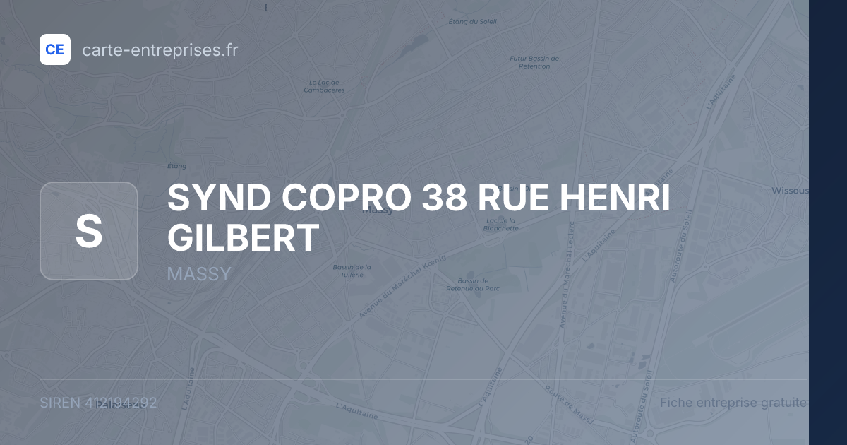 SYND COPRO 38 RUE HENRI GILBERT — 412194292 — fiche entreprise