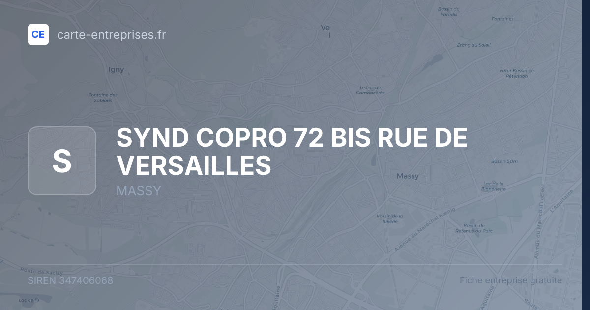 SYND COPRO 72 BIS RUE DE VERSAILLES — 347406068 — fiche entreprise