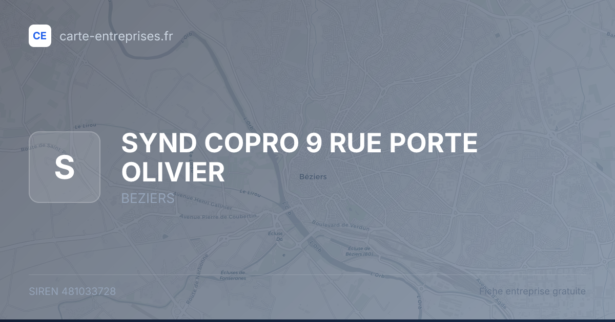 SYND COPRO 9 RUE PORTE OLIVIER — 481033728 — fiche entreprise