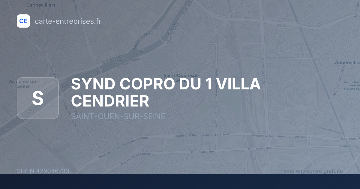 SYND COPRO DU 1 VILLA CENDRIER — 429046733 — fiche entreprise