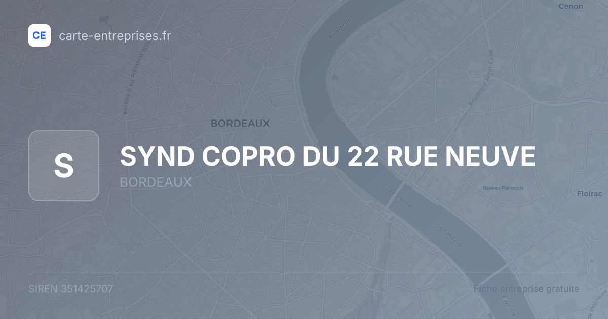 SYND COPRO DU 22 RUE NEUVE — 351425707 — fiche entreprise
