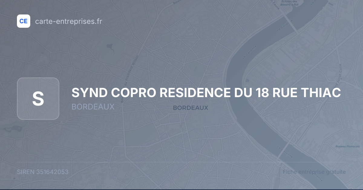 SYND COPRO RESIDENCE DU 18 RUE THIAC — 351642053 — fiche entreprise