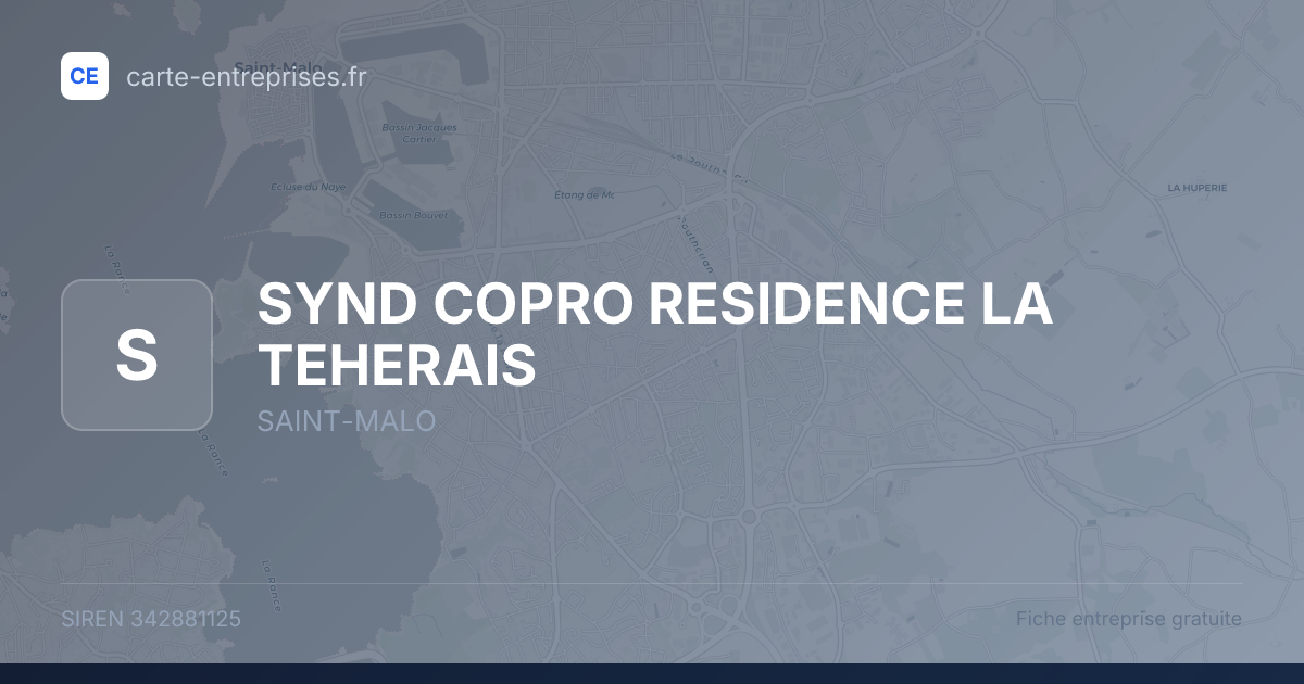 SYND COPRO RESIDENCE LA TEHERAIS — 342881125 — fiche entreprise