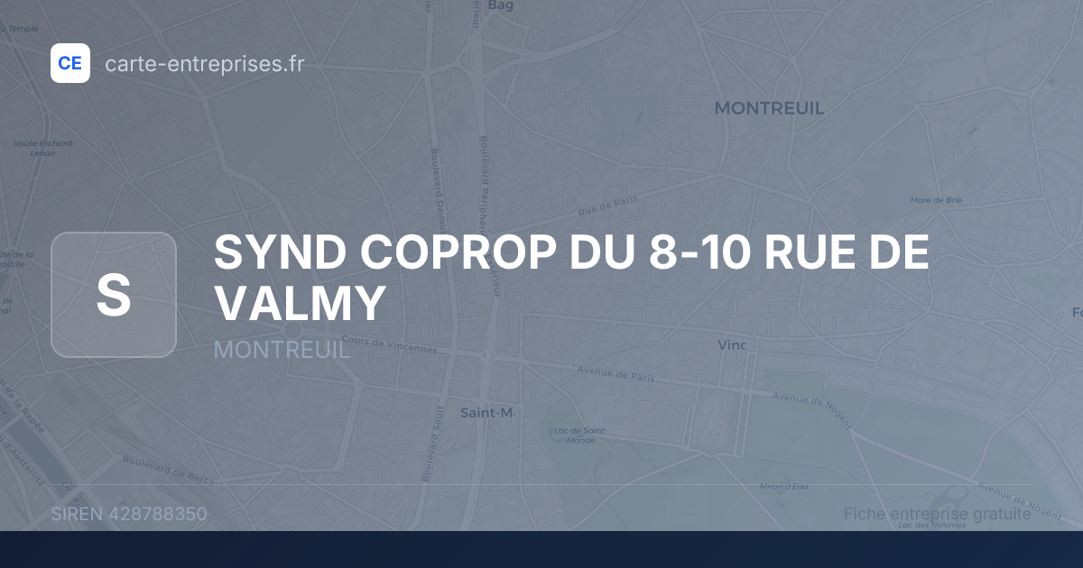 SYND COPROP DU 8-10 RUE DE VALMY — 428788350 — fiche entreprise