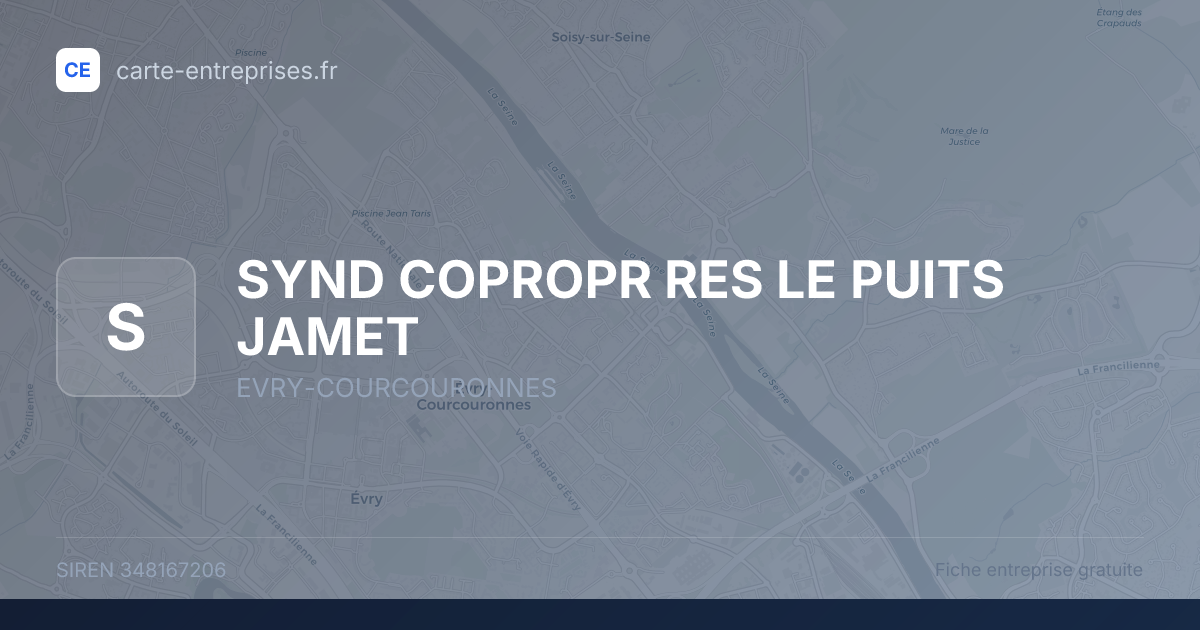 SYND COPROPR RES LE PUITS JAMET — 348167206 — fiche entreprise