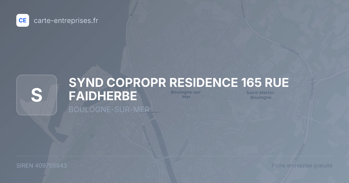 SYND COPROPR RESIDENCE 165 RUE FAIDHERBE — 409758943 — fiche entreprise