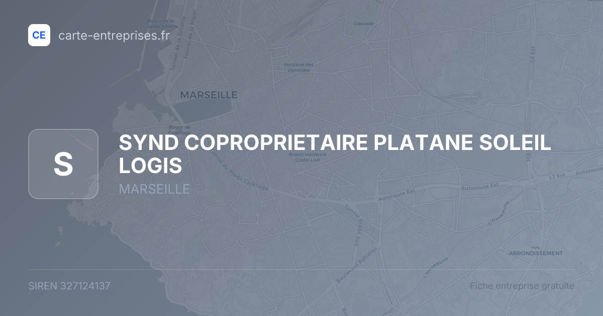 SYND COPROPRIETAIRE PLATANE SOLEIL LOGIS — 327124137 — fiche entreprise