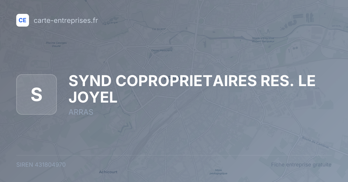 SYND COPROPRIETAIRES RES. LE JOYEL — 431804970 — fiche entreprise