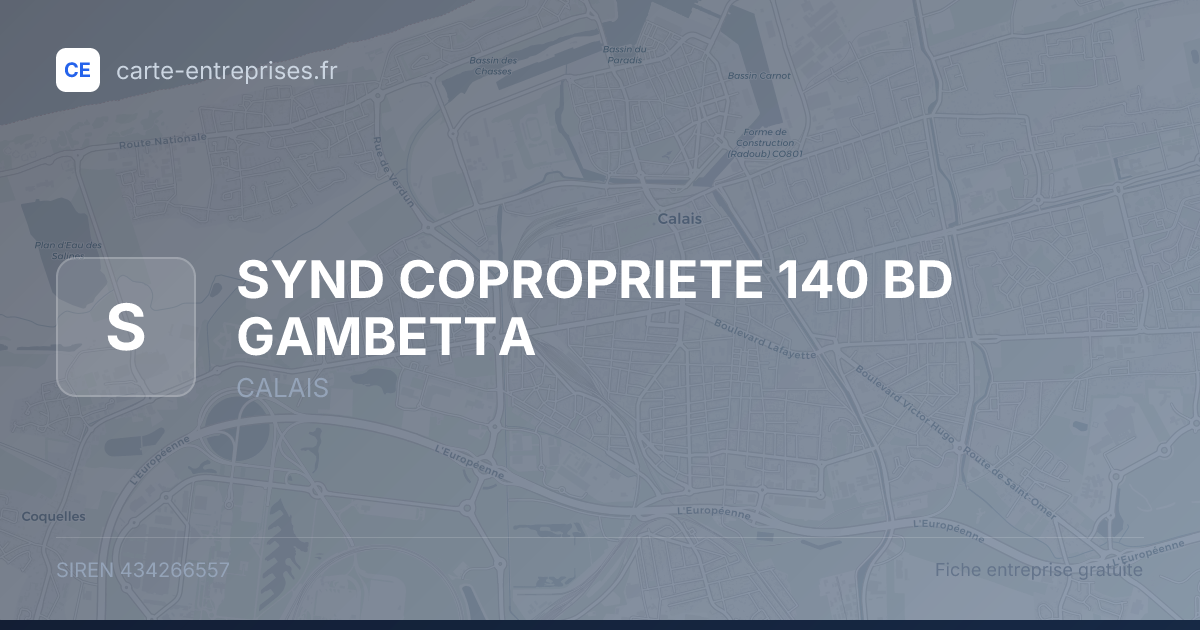 SYND COPROPRIETE 140 BD GAMBETTA — 434266557 — fiche entreprise