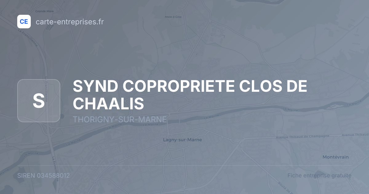 SYND COPROPRIETE CLOS DE CHAALIS — 034588012 — fiche entreprise