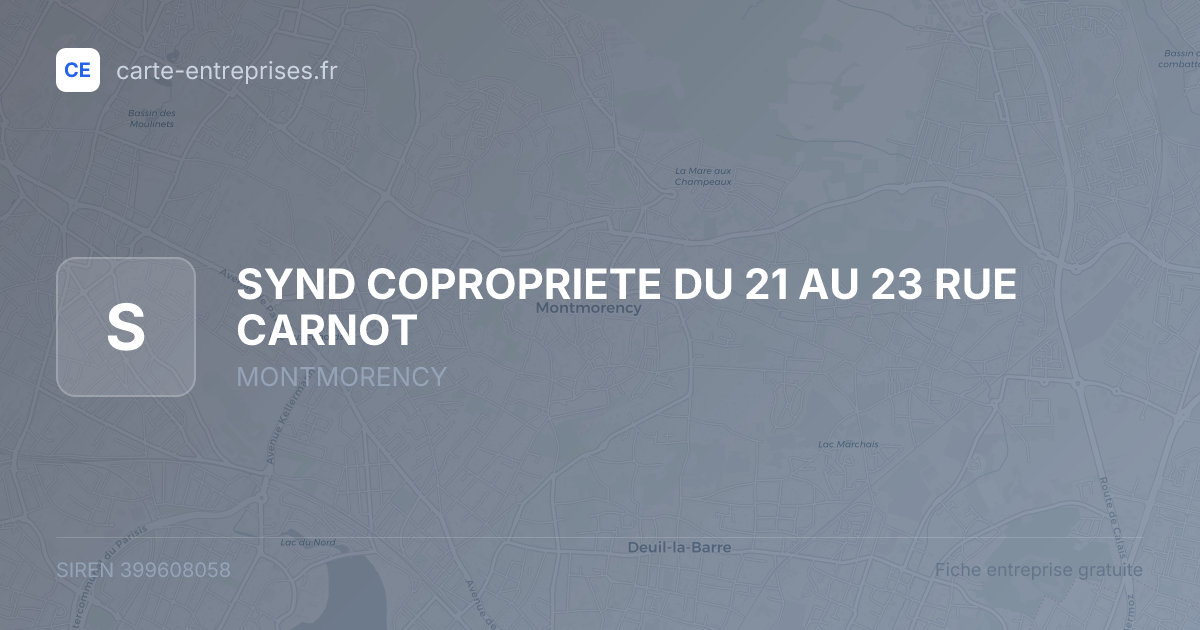SYND COPROPRIETE DU 21 AU 23 RUE CARNOT — 399608058 — fiche entreprise