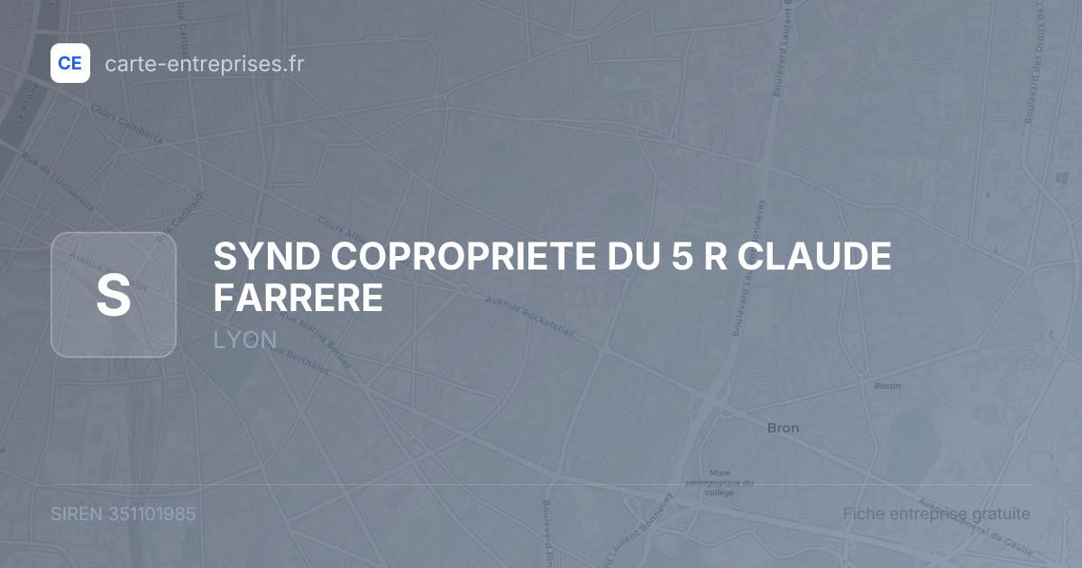 SYND COPROPRIETE DU 5 R CLAUDE FARRERE — 351101985 — fiche entreprise