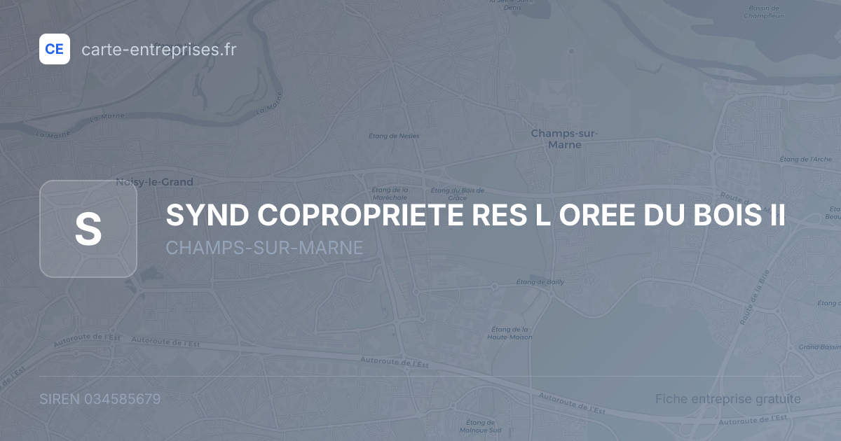 SYND COPROPRIETE RES L OREE DU BOIS II — 034585679 — fiche entreprise