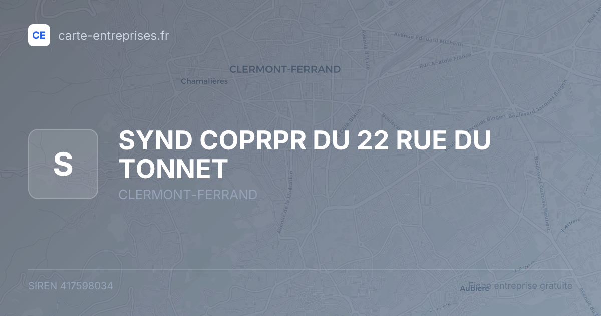 SYND COPRPR DU 22 RUE DU TONNET — 417598034 — fiche entreprise