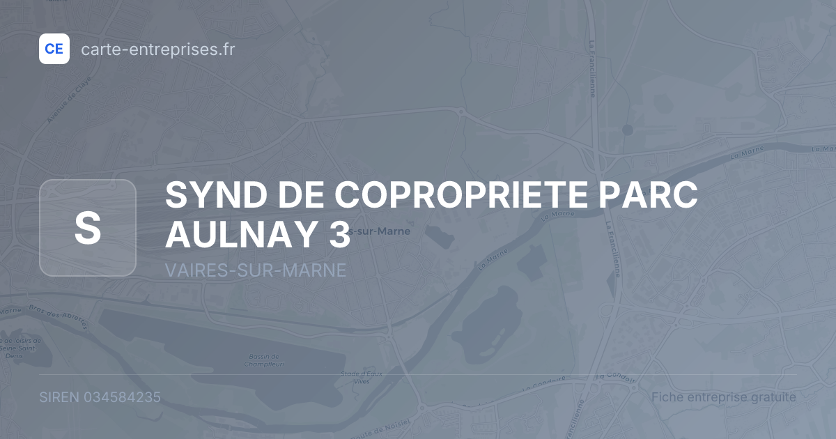 SYND DE COPROPRIETE PARC AULNAY 3 — 034584235 — fiche entreprise