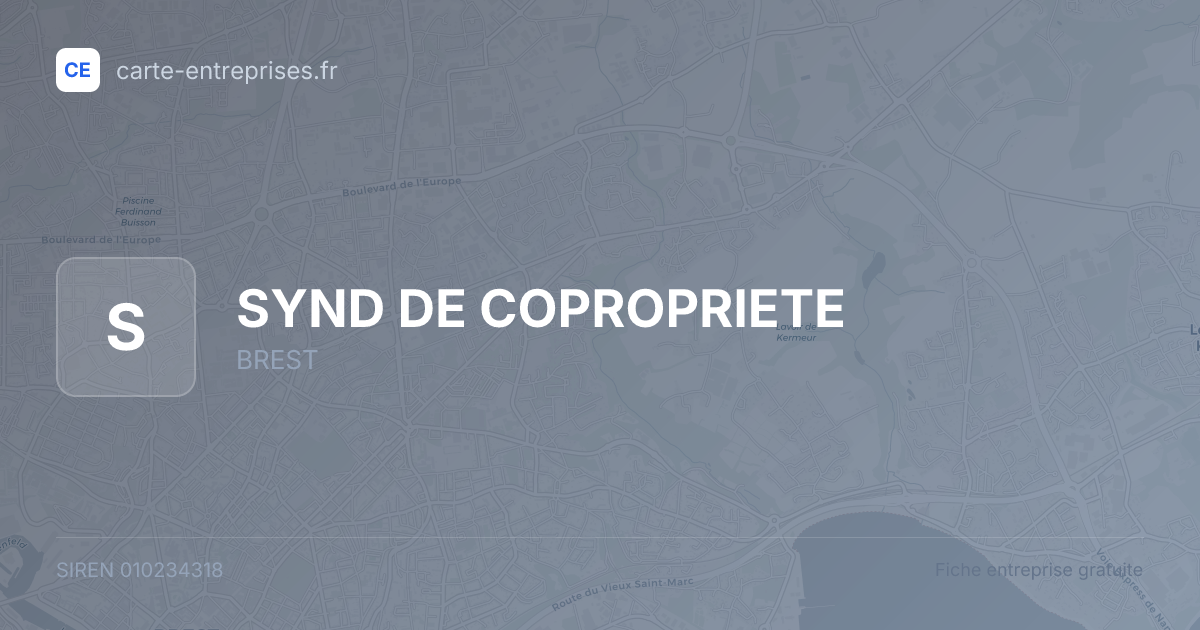 SYND DE COPROPRIETE — 010234318 — fiche entreprise