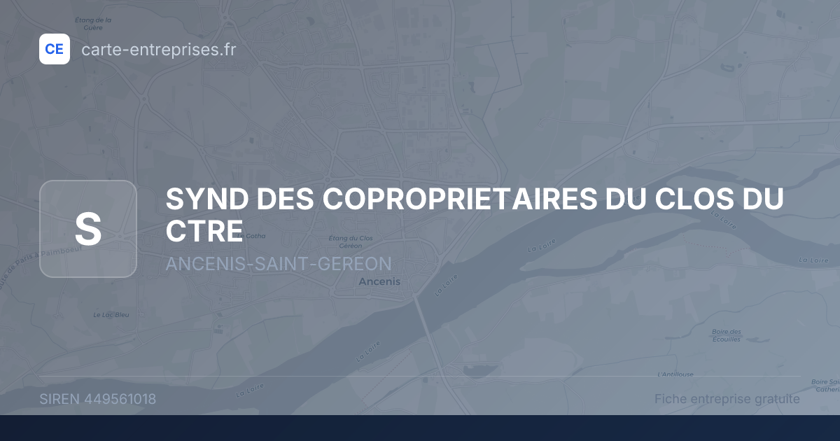 SYND DES COPROPRIETAIRES DU CLOS DU CTRE — 449561018 — fiche entreprise