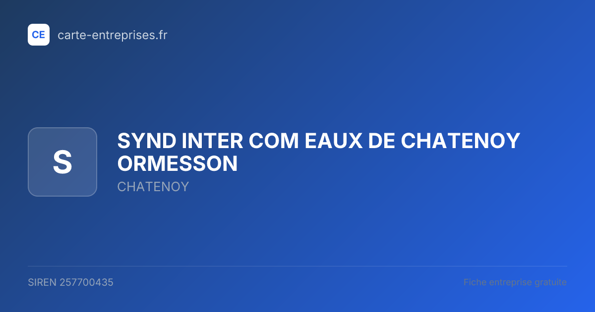 SYND INTER COM EAUX DE CHATENOY ORMESSON — 257700435 — fiche entreprise