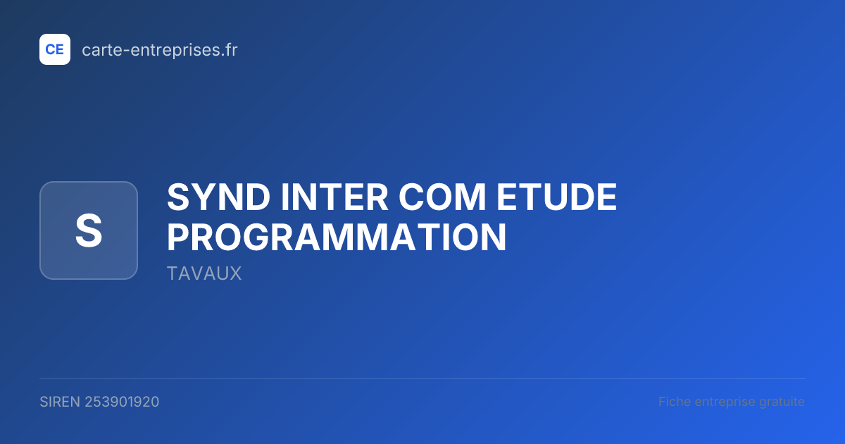 SYND INTER COM ETUDE PROGRAMMATION — 253901920 — fiche entreprise
