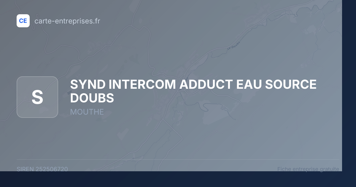 SYND INTERCOM ADDUCT EAU SOURCE DOUBS — 252506720 — fiche entreprise