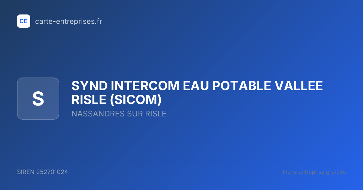 SYND INTERCOM EAU POTABLE VALLEE RISLE (SICOM) — 252701024 — fiche entreprise