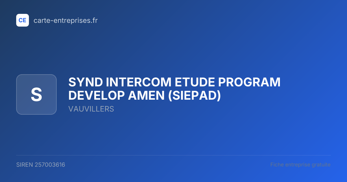 SYND INTERCOM ETUDE PROGRAM DEVELOP AMEN (SIEPAD) — 257003616 — fiche entreprise