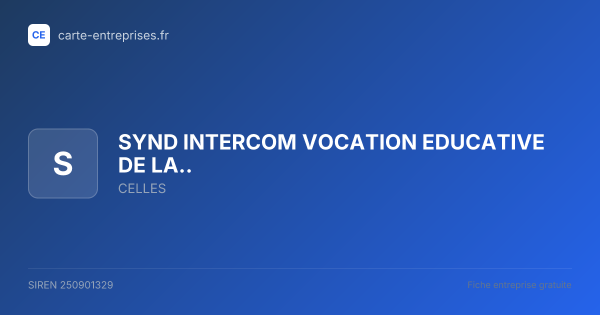 SYND INTERCOM VOCATION EDUCATIVE DE LA.. — 250901329 — fiche entreprise