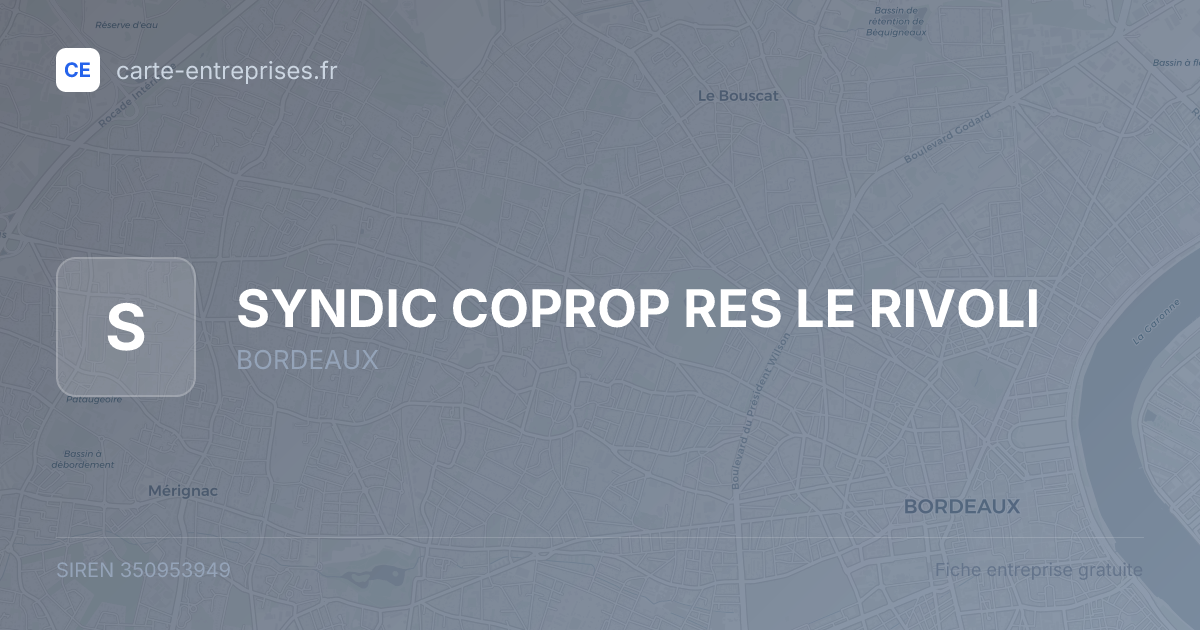 SYNDIC COPROP RES LE RIVOLI — 350953949 — fiche entreprise