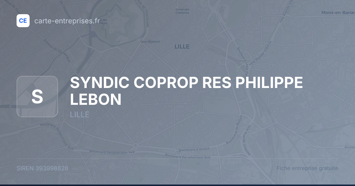 SYNDIC COPROP RES PHILIPPE LEBON — 393998828 — fiche entreprise
