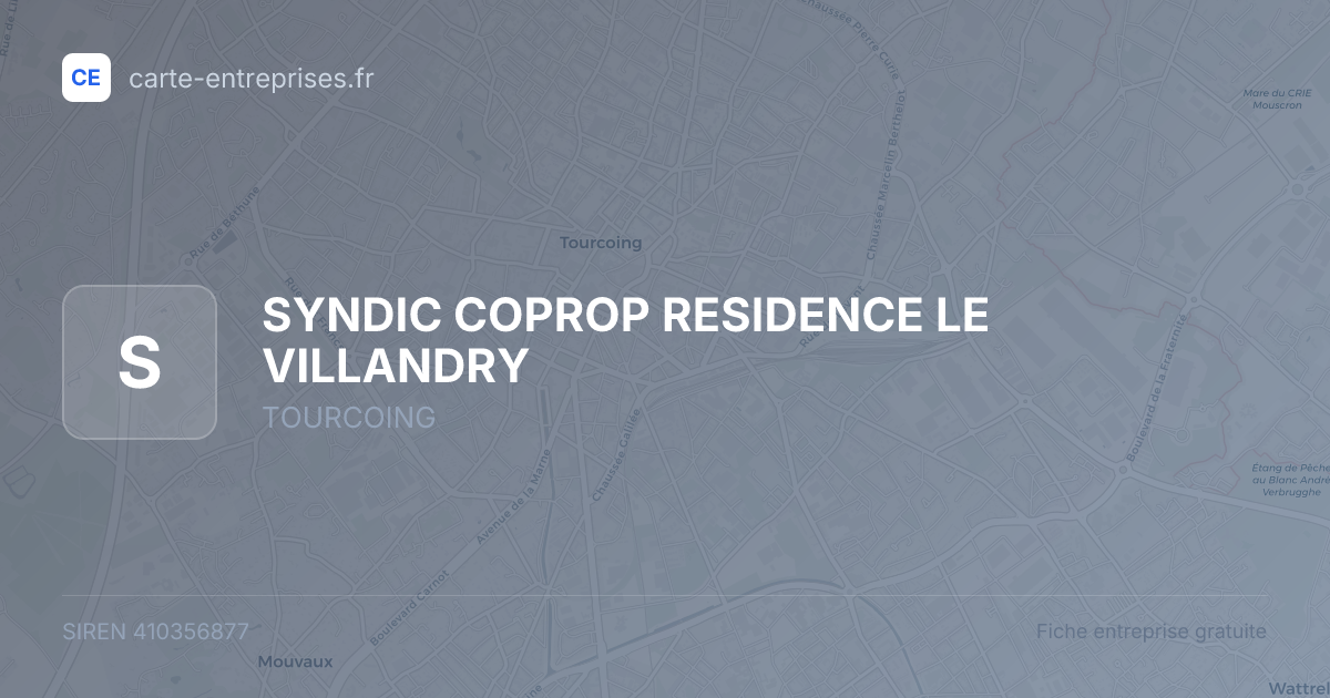 SYNDIC COPROP RESIDENCE LE VILLANDRY — 410356877 — fiche entreprise