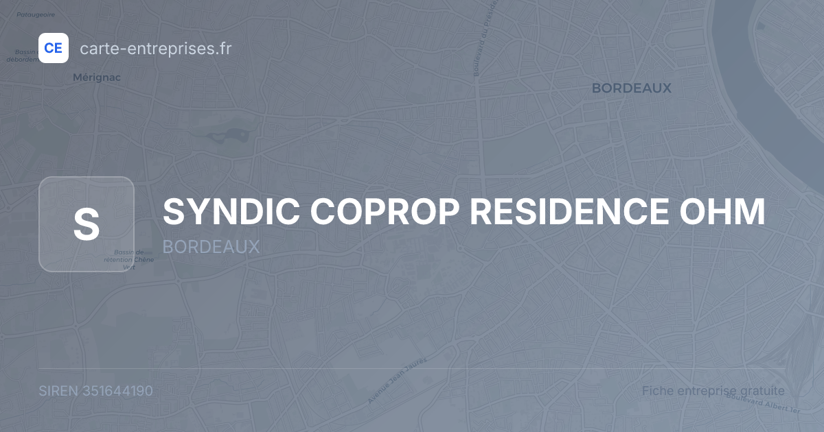 SYNDIC COPROP RESIDENCE OHM — 351644190 — fiche entreprise