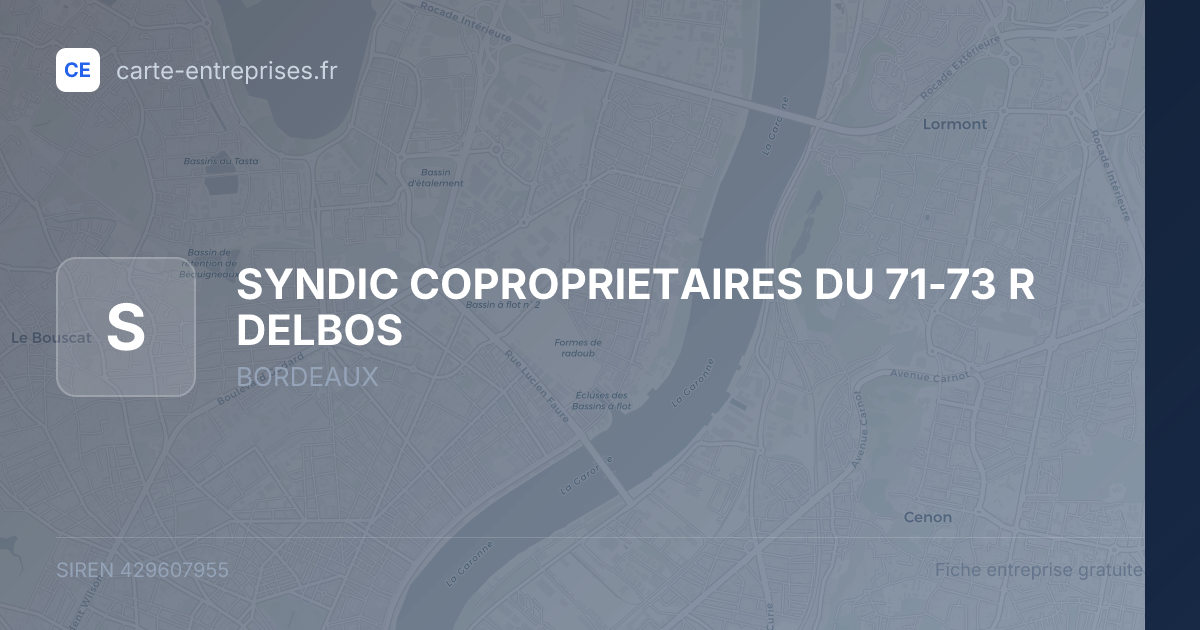 SYNDIC COPROPRIETAIRES DU 71-73 R DELBOS — 429607955 — fiche entreprise