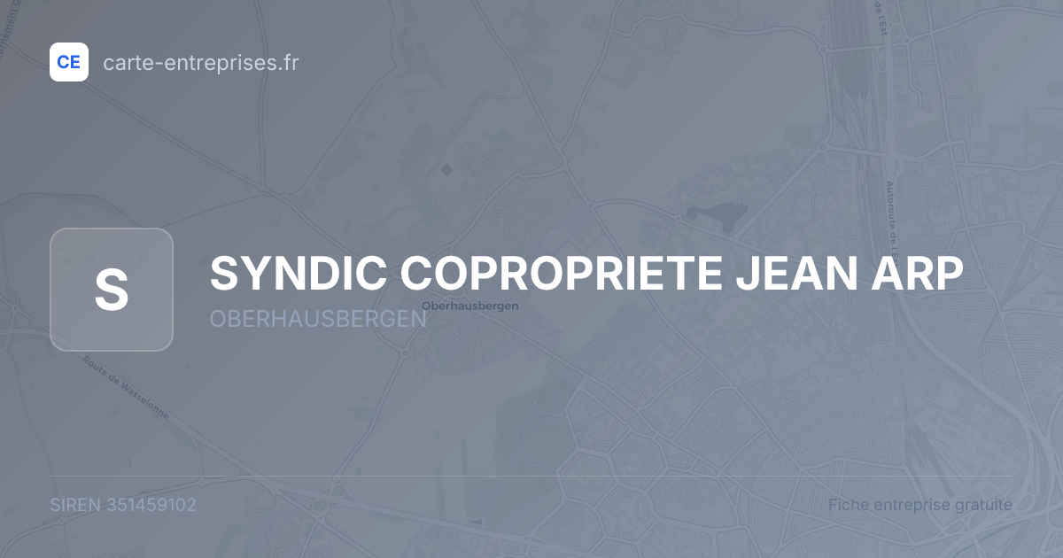 SYNDIC COPROPRIETE JEAN ARP — 351459102 — fiche entreprise