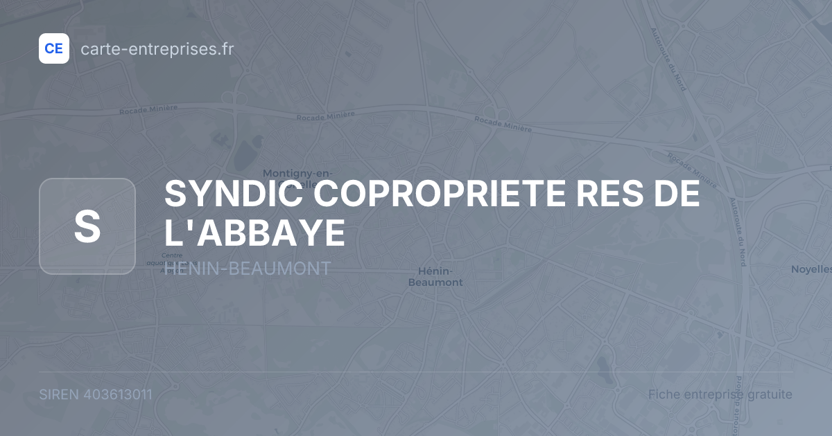 SYNDIC COPROPRIETE RES DE L'ABBAYE — 403613011 — fiche entreprise