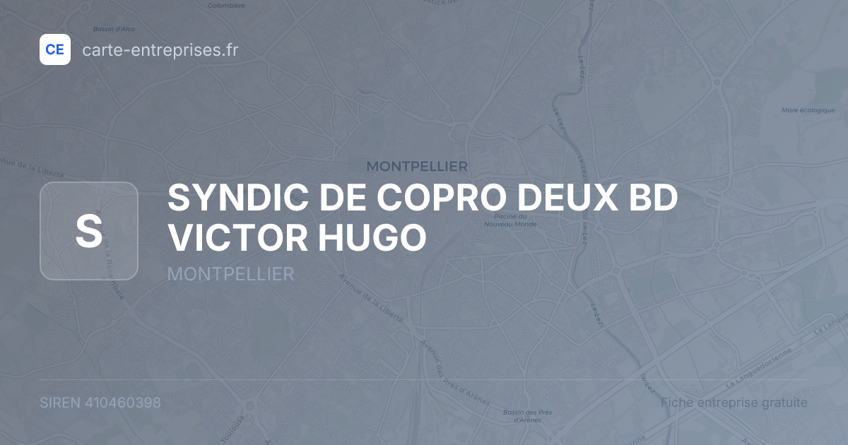 SYNDIC DE COPRO DEUX BD VICTOR HUGO — 410460398 — fiche entreprise