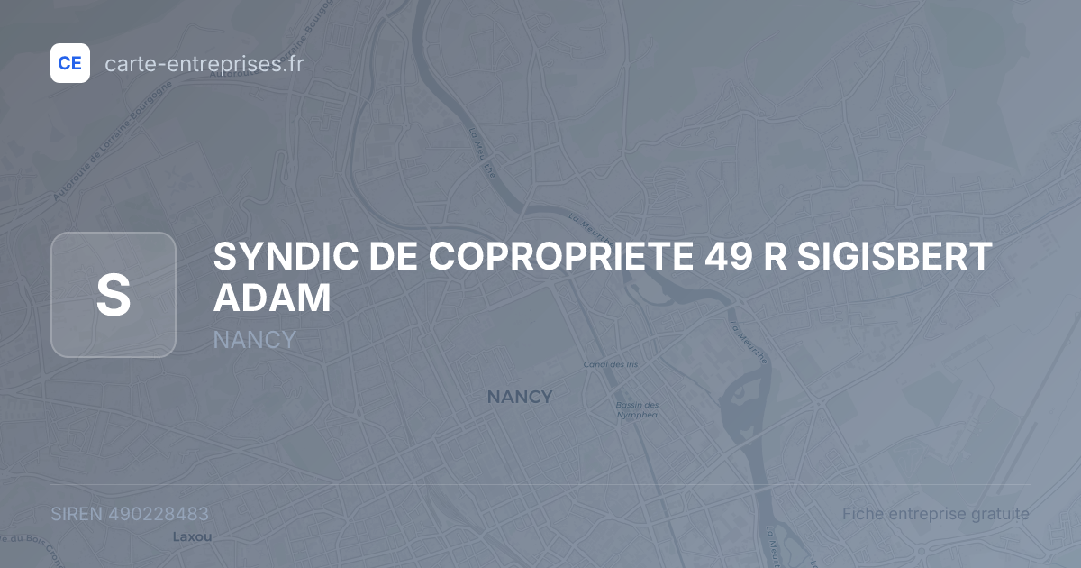 SYNDIC DE COPROPRIETE 49 R SIGISBERT ADAM — 490228483 — fiche entreprise