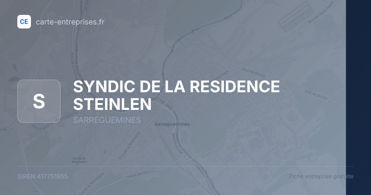 SYNDIC DE LA RESIDENCE STEINLEN — 417751955 — fiche entreprise