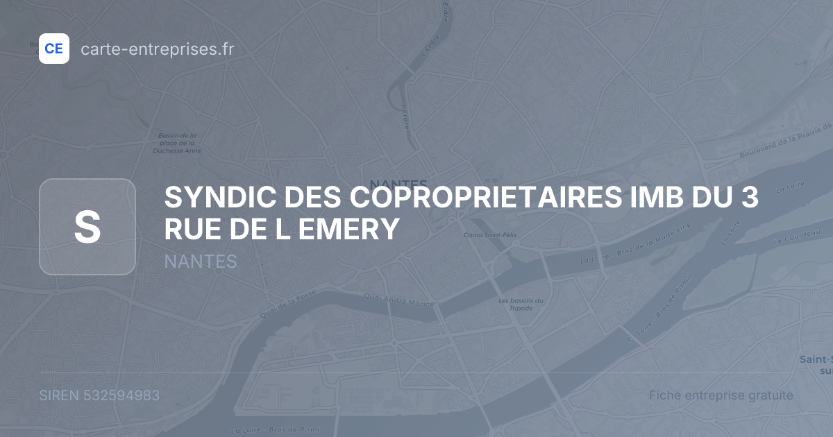 SYNDIC DES COPROPRIETAIRES IMB DU 3 RUE DE L EMERY — 532594983 — fiche entreprise