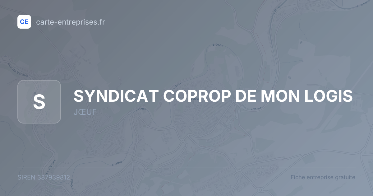 SYNDICAT COPROP DE MON LOGIS — 387939812 — fiche entreprise