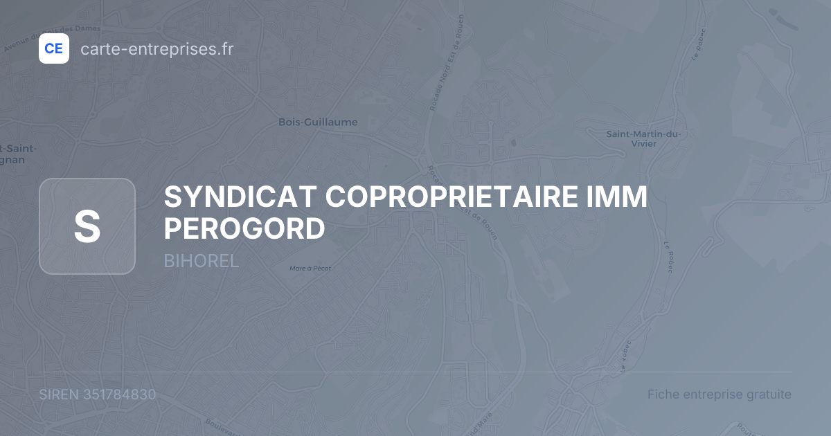 SYNDICAT COPROPRIETAIRE IMM PEROGORD — 351784830 — fiche entreprise