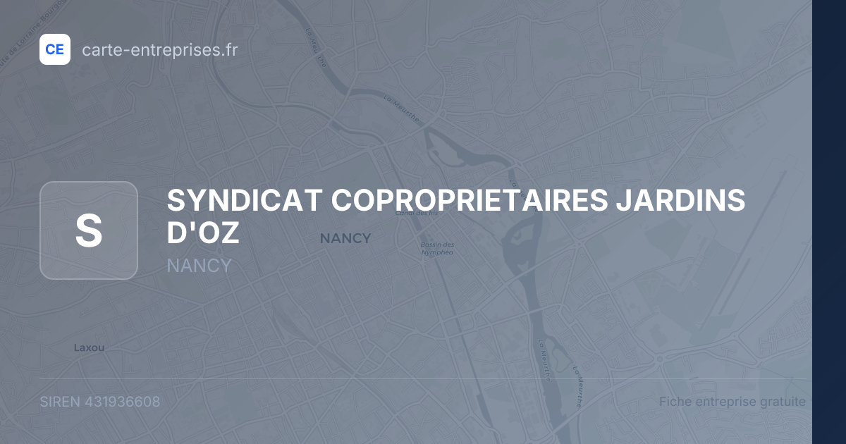 SYNDICAT COPROPRIETAIRES JARDINS D'OZ — 431936608 — fiche entreprise