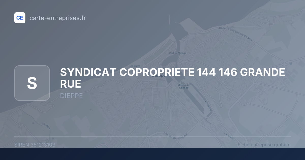 SYNDICAT COPROPRIETE 144 146 GRANDE RUE — 351213103 — fiche entreprise