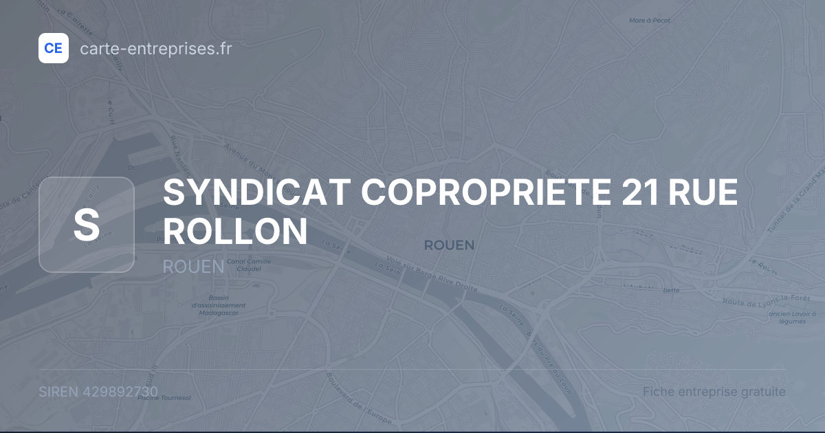SYNDICAT COPROPRIETE 21 RUE ROLLON — 429892730 — fiche entreprise