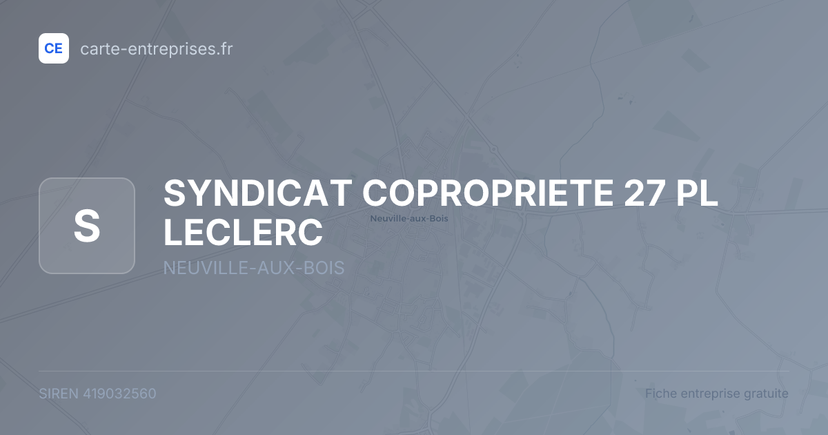 SYNDICAT COPROPRIETE 27 PL LECLERC — 419032560 — fiche entreprise